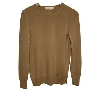Tory Burch Womens Cashmere Crew Neck Sweater XS Tan Long Sleeve Neutral